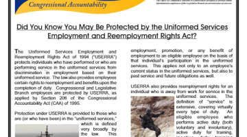 Cover Page Of The Did You Know You May Be Protected by the Uniformed Services Employment and Reemployment Rights Act - May 2003 PDF