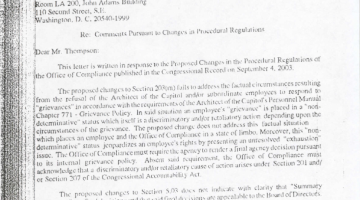 Cover Page Of The Jeffrey H. Leib - Attorney: Comments Pursuant to Changes in Procedural Regulations - October 6, 2003 PDF