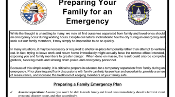 Cover Page Of The Capitol Police / Office of Compliance Joint Special Edition: Preparing your Family for an Emergency PDF