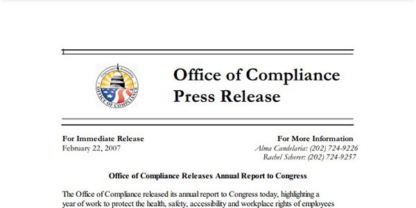 press release office of compliance releases annual report to congress featured image