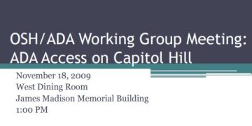 Cover Page of the OSH/ADA Working Group Meeting: ADA Access on Capitol Hill pdf