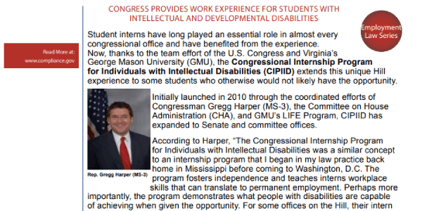 compliancework congress provides work experience for students with intellectual and developmental disabilities featured image pdf cover