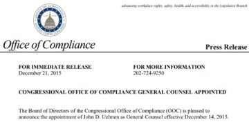 congressional office of compliance general counsel appointed featured image