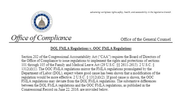 Featured Image of the DOL FMLA Regulations v. OOC FMLA Regulations pdf