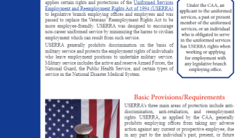 Cover Page of the Compliance at Work - The Uniformed Services Employment and Reemployment Rights Act (USERRA) as applied by the CAA pdf