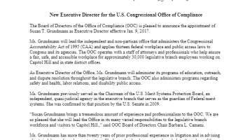 Cover Page Of The New Deputy Executive Director for U. S. Congressional Office of Compliance PDF