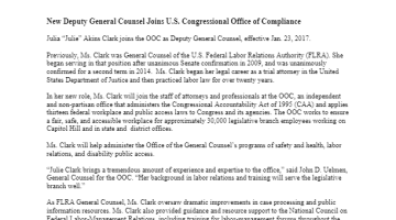 Cover Page Of The New Deputy General Counsel Joins U. S. Congressional Office of Compliance PDF