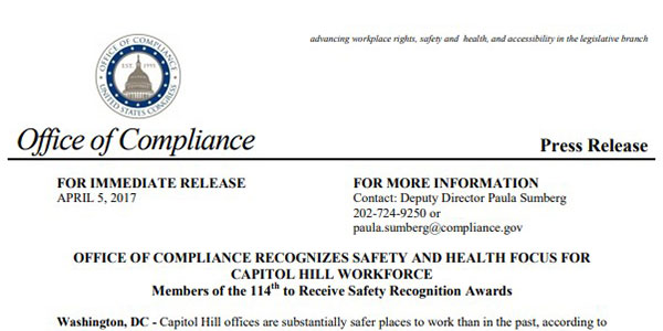 office of compliance recognizes safety and health focus for capitol hill workforce featured image