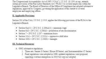 Cover Page of the Fair Labor Standards Act pdf