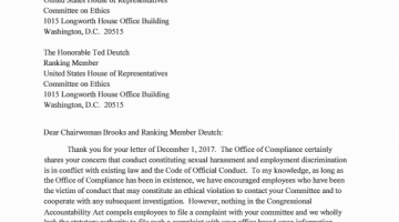 Cover Page Of The Letter to House Committee on Ethics - December 7, 2017 PDF