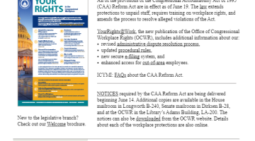 Cover Page Of The e-Newsletter - June 2019 - Historic reforms made to the Congressional Accountability Act - v4 PDF