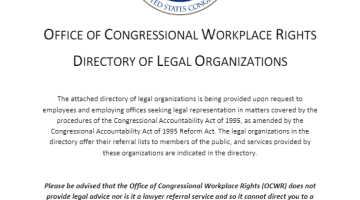 Cover Page Of The OCWR Directory of Legal Organizations PDF