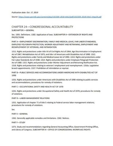 Cover Page Of The Chapter 24 - Congressional Accountability - Subchapter 1 PDF