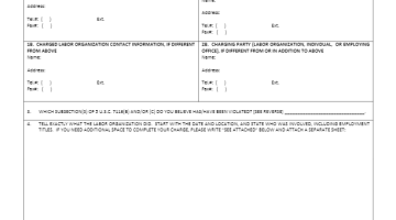 Cover Page Of The Unfair Labor Practice - Charge Against a Labor Organization - Form 1351c (Labor Organization) PDF