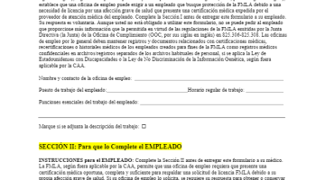 Formulario A - Certificación de Proveedor de Atención Médica para Afección Grave de Salud del Empleado