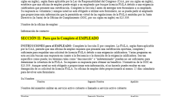 Cover page Formulario E - Certificación de la Exigencia Calificadora para la Licencia Familiar Militar pdf