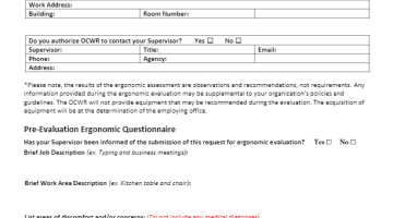 Request for Ergonomic Evaluation