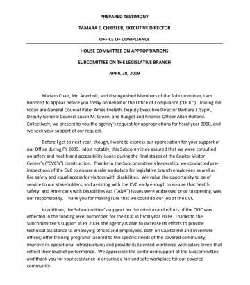 house committee on appropriations subcomittee on the legislative branch april 28 2009 pdf cover