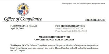 Featured Image of the Members Honored with Congressional Safety Awards PDF