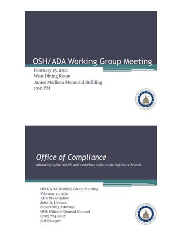 Cover Page of the OSH/ADA Working Group Meeting: ADA Access on Capitol Hill pdf