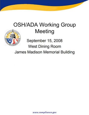 Cover Page of the OSH/ADA Working Group Meeting: Highlights from the ORC Study on the Value of Industrial Hygiene pdf