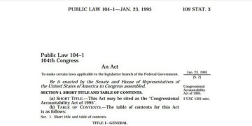 Featured Image of the Public Law 104-1-Jan. 23. 1995, 109 Stat. 3, 104th Congress: CAA PDF