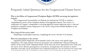 Cover Page of the Frequently Asked Questions for the Congressional Climate Survey pdf