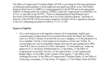 Cover Page Of The Key Features of the Paid Parental Leave Provisions of the Federal Employee Paid Leave Act for Employing Officers and Employees in the Legislative Branch PDF