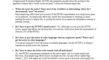 Cover Page of Families First Coronavirus Response Act Posting Requirements: Frequently Asked Questions pdf