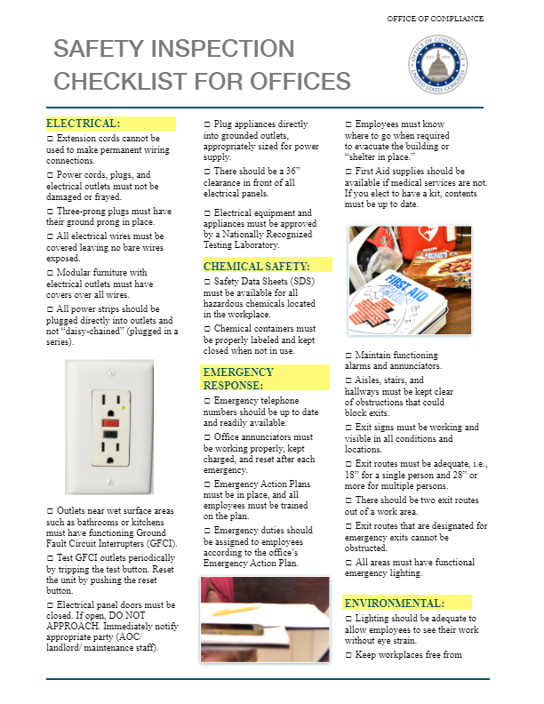 Cover Page of the Safety Inspection Checklist for Offices pdf